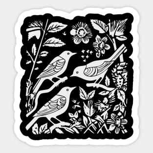 Lino Cut Birds Sticker